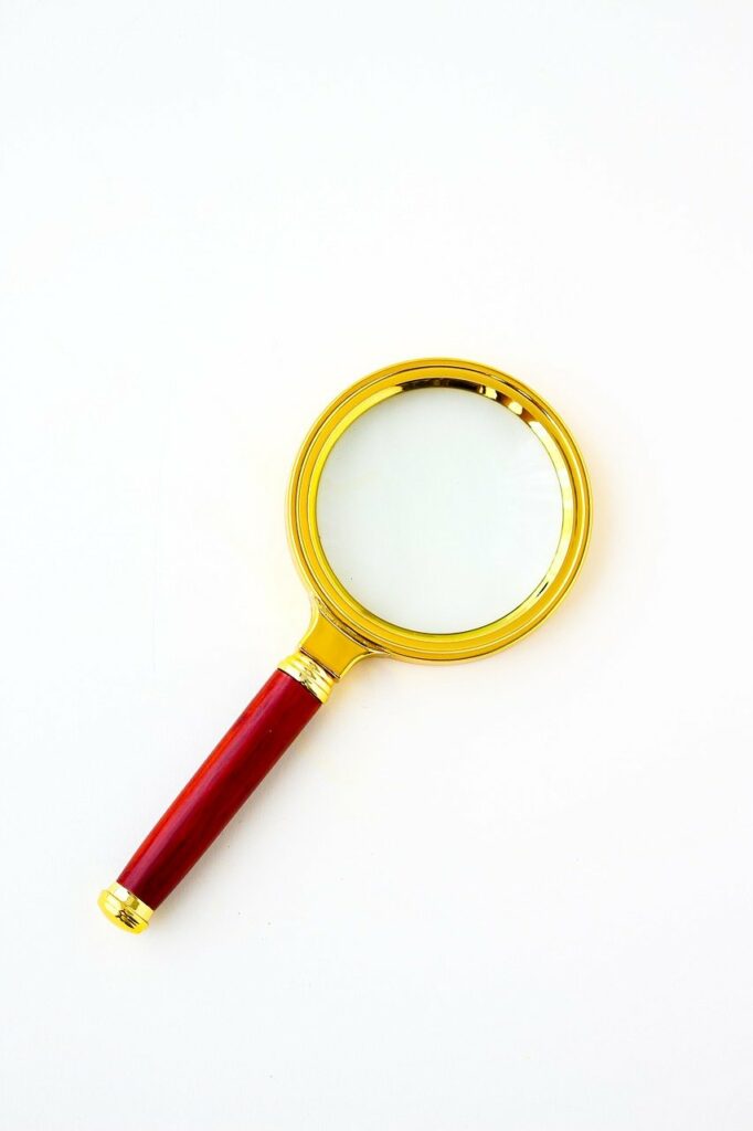 magnifying glass, lense, gold